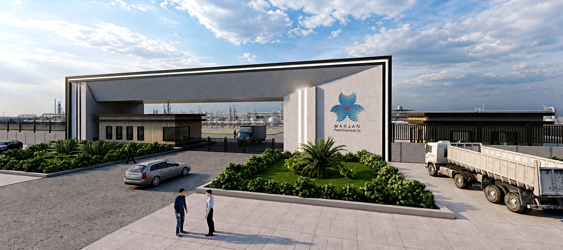 Formal arrival at the Marjan Petrochemical Complex entrance gate