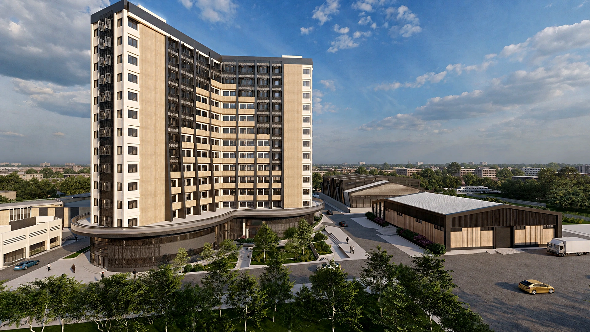 Aerial overview of the Mokran Residential Complex masterplan