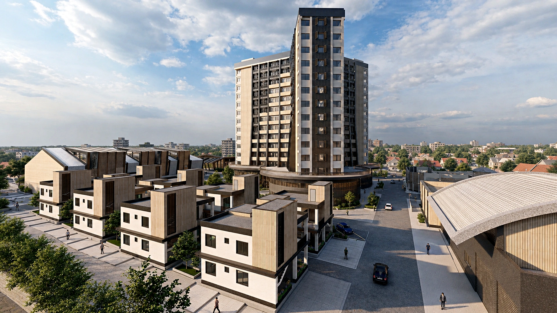 Residential homes and shared landscape in the Mokran masterplan