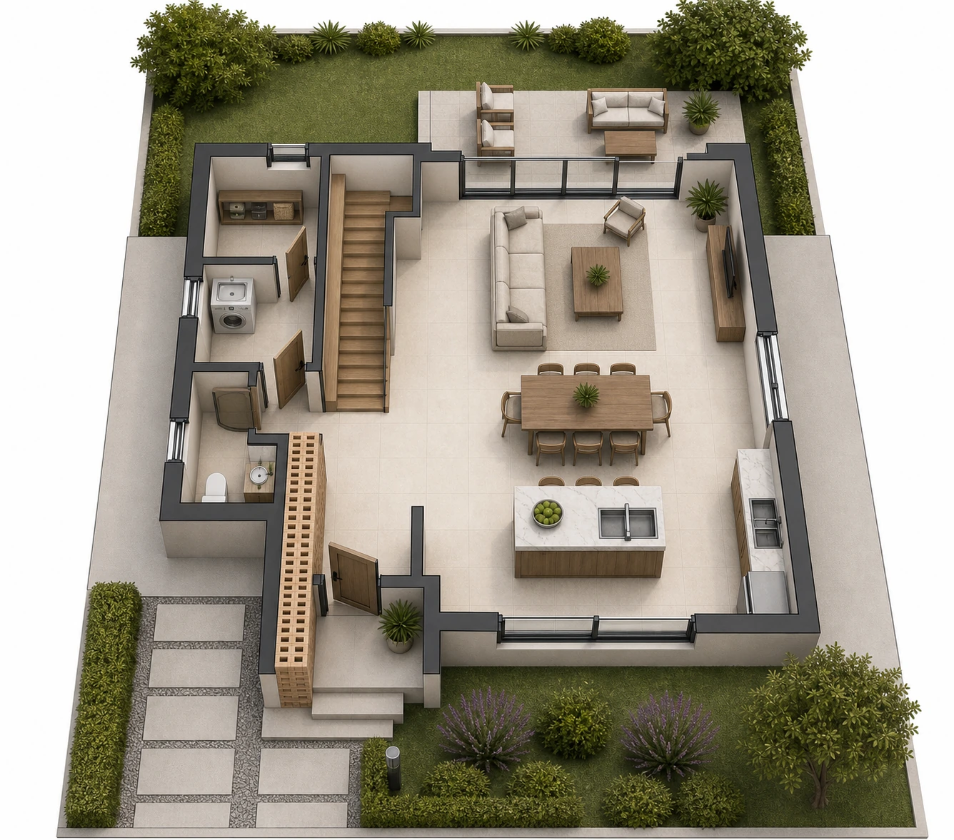 Ground-floor architectural cutaway