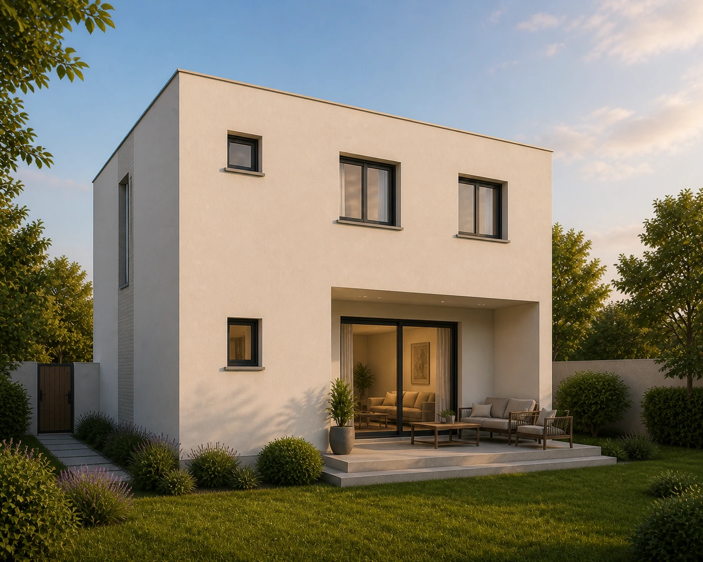 Rear exterior and garden terrace of Villa Laar